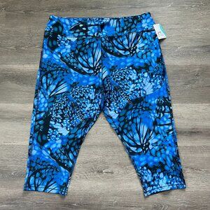 NWT Just My Size Butterfly Active Workout Capri Leggings Plus Size 3X (22W/24W)